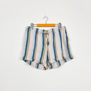 Just Using Multi-Coloured Striped Linen Drawstring Shorts